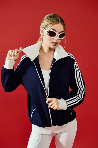 Zip-Up Mock Neck Sweatshirt